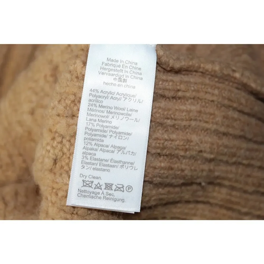 J. Crew Cable-knit stretch cardigan sweater Wool Alpaca Womens XS Brown Camel